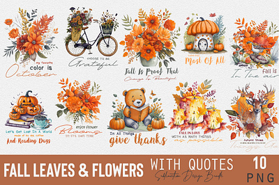 Fall Leaves & Flowers Sublimation Bundle thanksgiving