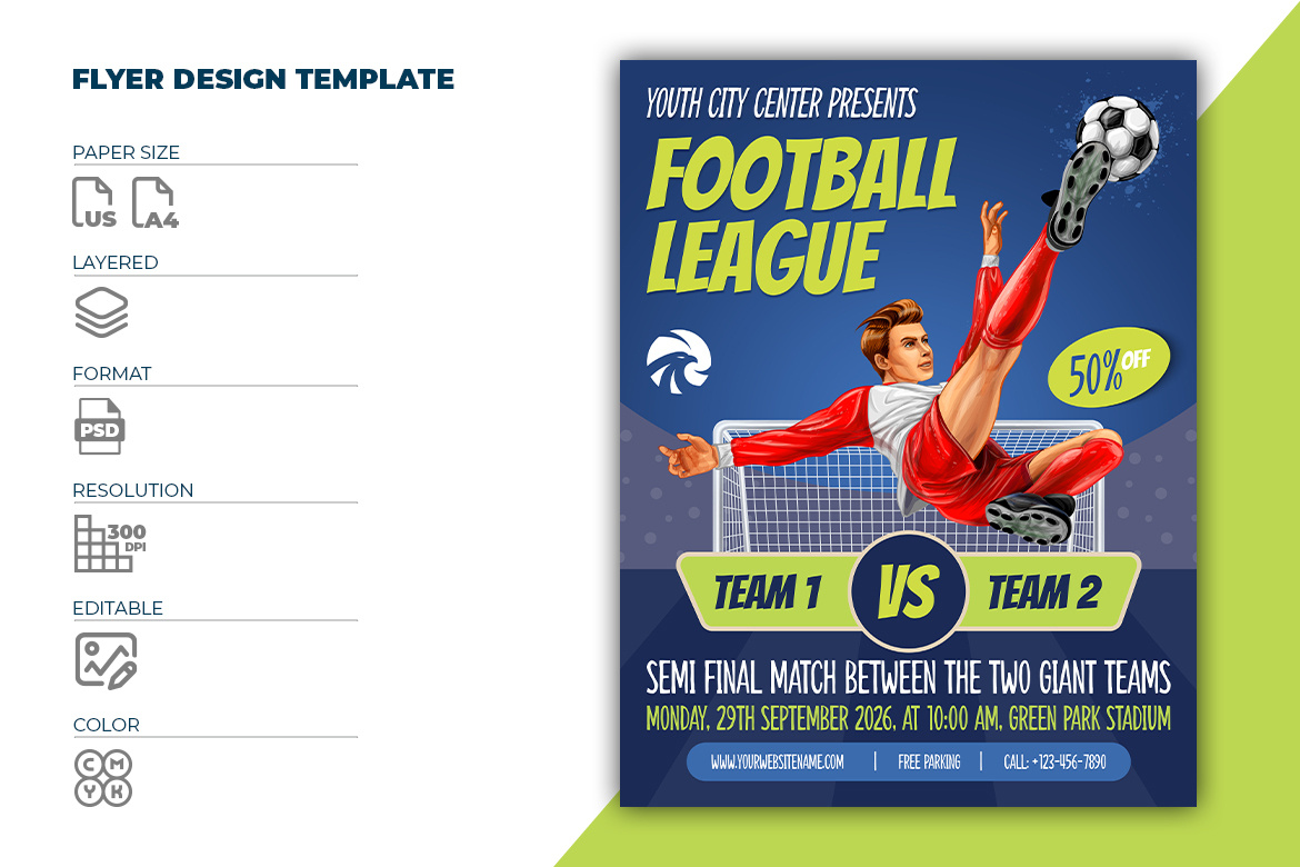 Soccer Flyer Template by OWPictures on Dribbble