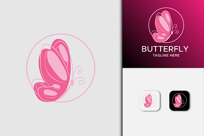 Pink Butterfly brand identity butterfly company design illustration logo logo design logotype minimalist modern ui