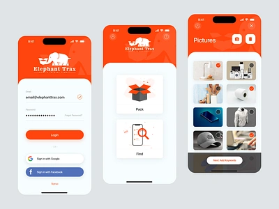 Parcel App Design adobe app design courier app delivery app delivery finder app delivery tracking app finder gallery screen item finder app login mobile app orange packaging packing app parcel app parcel packing parcel tracking app search app tracking app ui