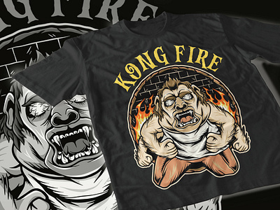 "Kong Fire" - Illustration T-shirt Design animal ape apparel design art artwork cartoon clothing design design fire giant ape gorilla halloween t shirt design illustration king kong kong monkey rage t shirt design vector vector art