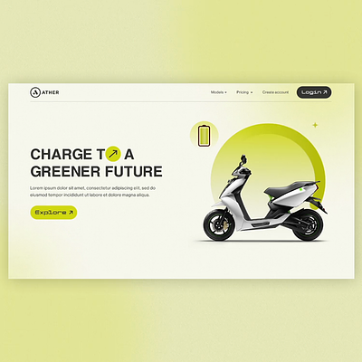 Ather Electric UI concept animation branding electric graphic design hero section interactiondesign motion graphics ui ux visual design webdesign