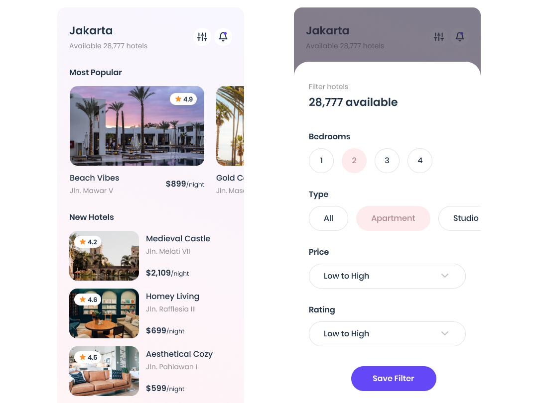 Hotel App Design by Neil Website on Dribbble