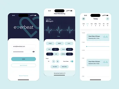 Heart Monitoring App activity app app design blood pressure body measurements cardio cardiology health app healthcare heart heart beat heart beat tracking heart monitoring heart rate medical mobile app monitering patient monitoring app trending uiux