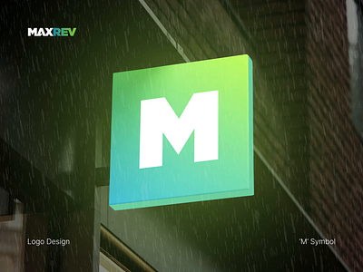 MaxRev - Logo Design brand branding design designer graphic graphic design icon illustration logo m mark rain symbol ui