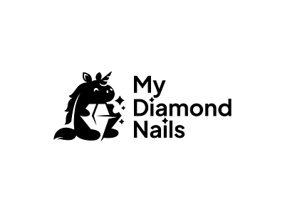 My Diamond Nails brand branding design diamond elegant graphic design illustration logo logotype mark minimalism minimalistic modern negative space negativespace shine sign sparkle unicorn