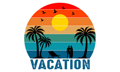 Vacation T shirt Design beach design illustration ocean plam tree sea summer t shirt t shirt design typography vacation vector world