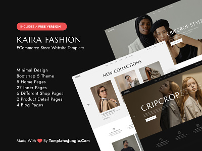 Kaira – Bootstrap 5 Fashion Store Template bootstrap bootstrap5 ecommerce fashion store free website template freebie html template web design