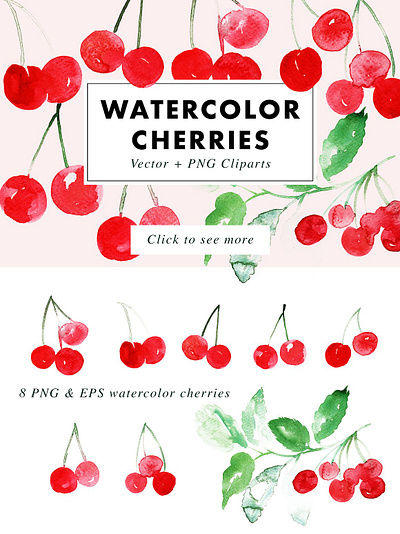 Watercolor Cherries Vector & PNG app branding design graphic design illustration logo typography ui ux vector