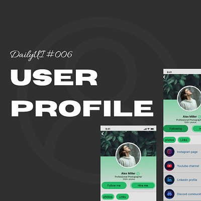 DailyUI#006:User Profile adobephotoshop dailyui design designer ui userprofile