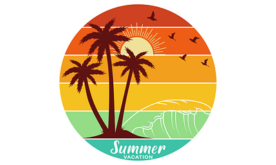 Summer Vacation T shirt Design beach design illustration ocean summer sunset surf surfing t shirt t shirt t shirt design typography vacation vector world