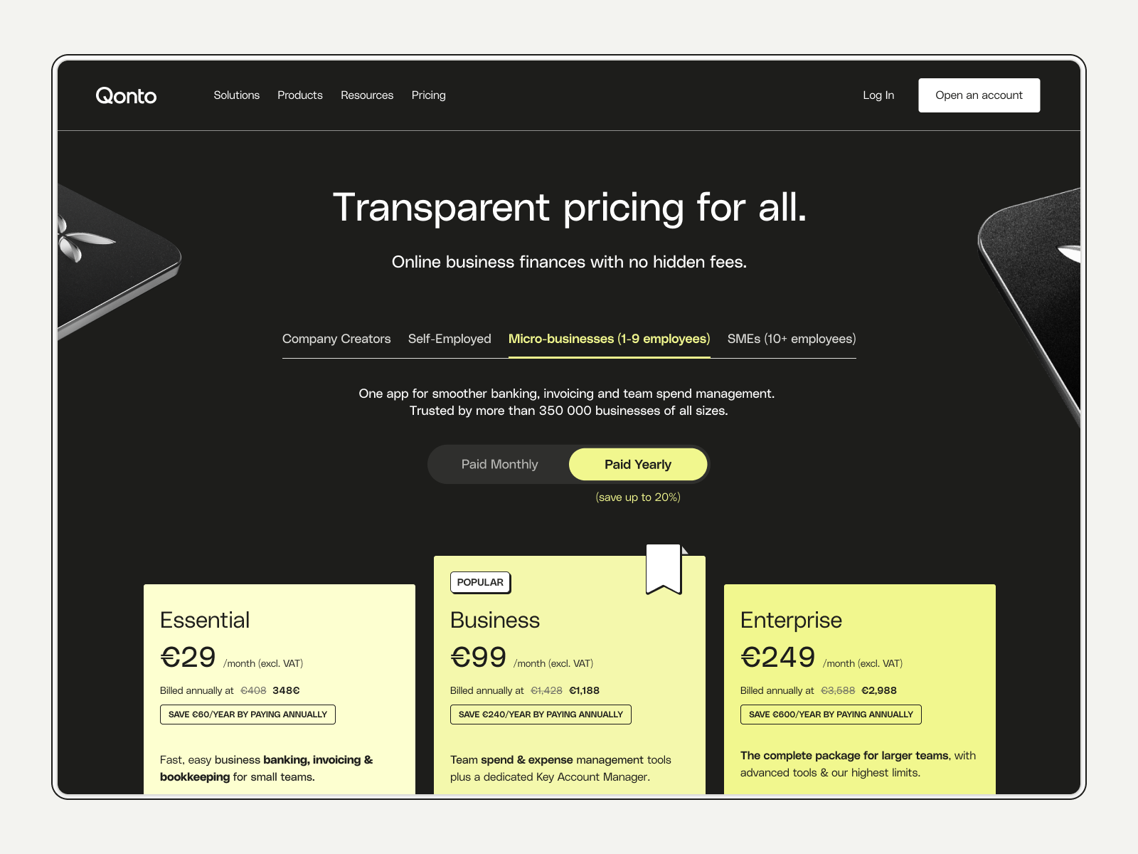 Pricing Page Revamp animation bankapp design finance fintech illustration motion art motion design pricing qonto subscription ui