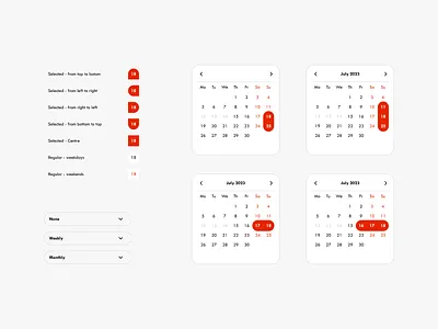 Beef Hut: Design System - Calendar, Buttons android app app design calendar case study casestudy design system ios product design ux