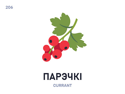 Парэ́чкі / Currant belarus belarusian language daily flat icon illustration vector