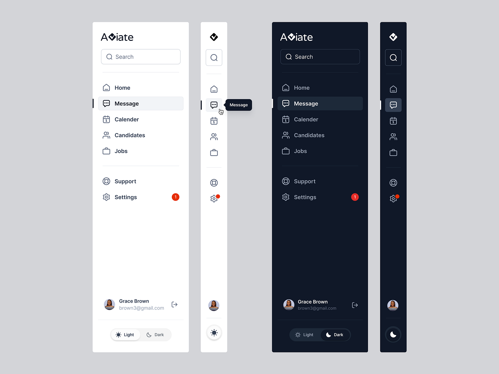 Sidebar navigation - HR Dashboard by Aminul Islam on Dribbble