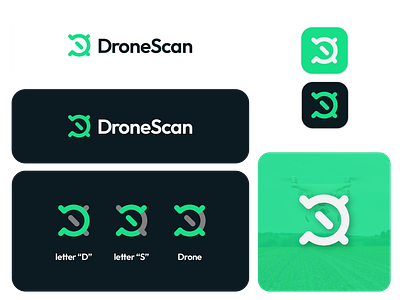 DroneScan logo design 2d brand branding clean drone flat icon lettermark logo logo design logomark minimal minimalist scan teal