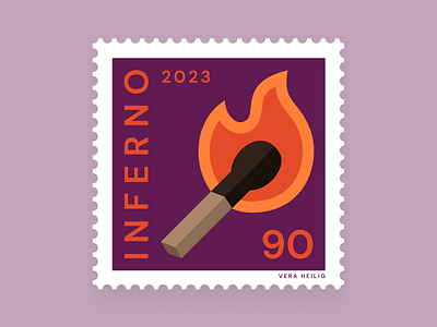 Stamp Design Inferno design figma fire flame flat design graphic design illustration match matchstick stamp stamp design vector visual
