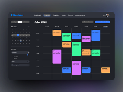 My Calendar app callendar colorful dark dashboard figma ui ux