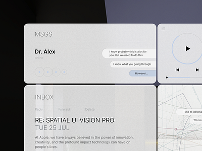 Spacial UI - Concept apple design apple vision pro ar ar design augmented reality clean design minimal modern neumorphism product design spacial ui ui ux virtual reality