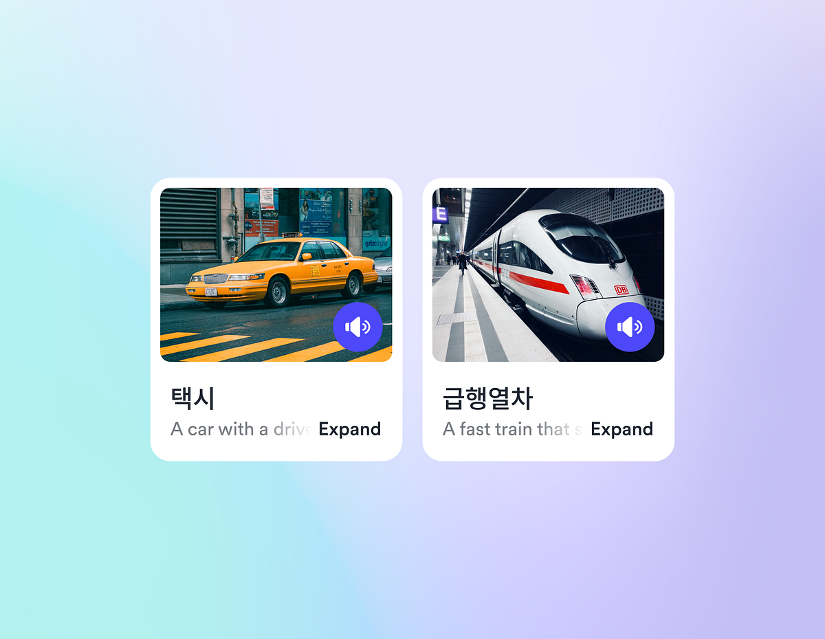 Korean Vocabulary Flash Cards by lousamp on Dribbble