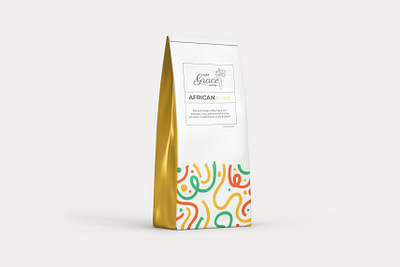 Just Grace Coffee - African Blend Packaging Mockup african bag brand branding coffee design gold golden graphic graphic design illustration illustrator logo minimal packaging paint photoshop project typography vector