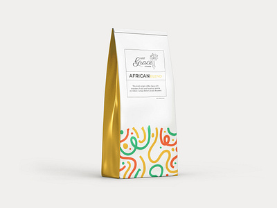 Just Grace Coffee - African Blend Packaging Mockup african bag brand branding coffee design gold golden graphic graphic design illustration illustrator logo minimal packaging paint photoshop project typography vector