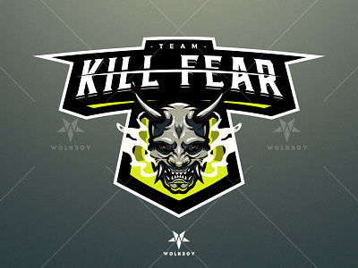 Kill Fear Mascot Logo branding design esport gaming graphic design icon illustration logo mascot mascotlogo oni ragnarok skull sports vector youtube