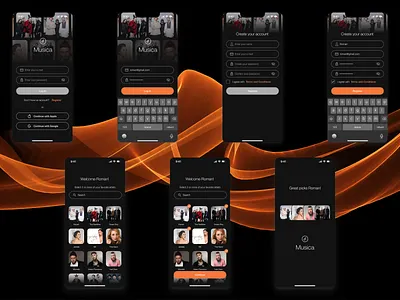 Music App iOS registration screens app app design application ios ios design misic mobile mobile app mobile app design mobile design music app music app design music mobile app music player register registration registration screens ui design ux design uxui