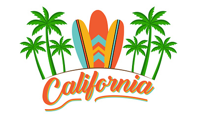 California Summer Beach T shirt california design illustration plam tree surf surf board surf seasons surfing t shirt t shirt design typography vector world