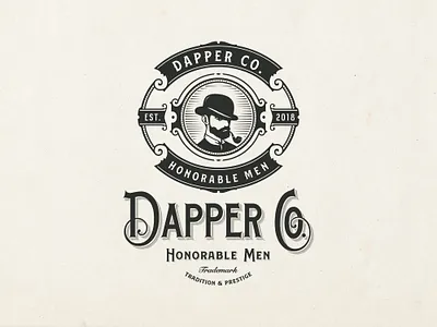 Dapper Co. badge barber barbershop brand identity branding classic logo classy dapper graphic design hand drawn identity illustration logo badge logo design man typeface typography vintage logo vintage type