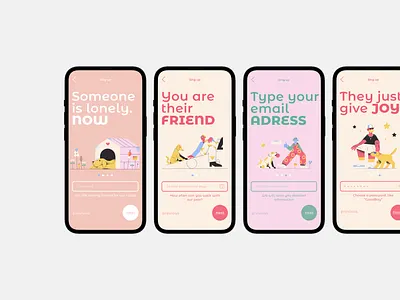 App concept for walking with shelter dogs branding dailyui mob