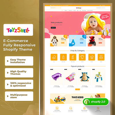 Kidzshell - Multipurpose Premium E-commerce Shopify 2.0 Theme css3 design html5 responsive design shopify shopify theme web design