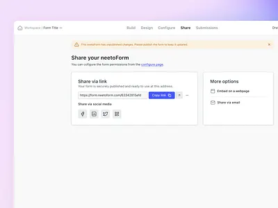 Share - neetoForm design form minimal neeto product share ui ux