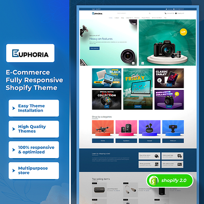 Euphoria - Multipurpose Electronics Shopify 2.0 Theme css3 design html5 responsive design shopify shopify theme web design