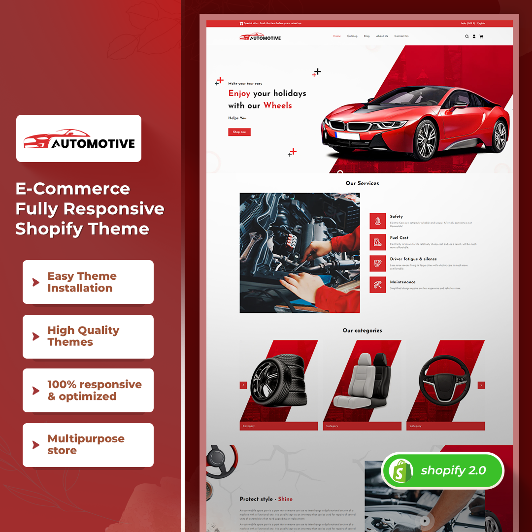 Multipurpose Premium Auto Parts and Accessories Shopify 2.0Theme by