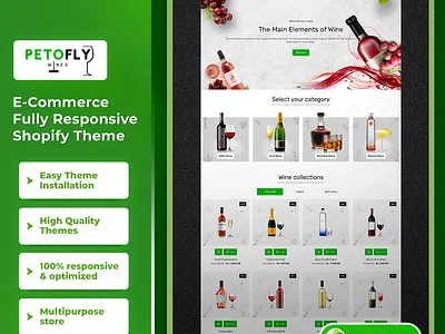 Petofly - Multipurpose Premium Wine Shop Shopify 2.0 Theme css3 design html5 responsive design shopify shopify theme web design