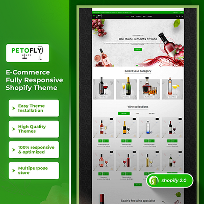 Petofly - Multipurpose Premium Wine Shop Shopify 2.0 Theme css3 design html5 responsive design shopify shopify theme web design