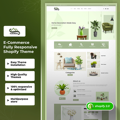 Flouresh - Multipurpose garden and plant Shopify 2.0 Theme css3 design html5 responsive design shopify shopify theme web design