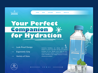 Water Bottle Landing Page UI app branding design graphic design illustration image app logo product ui ux vector