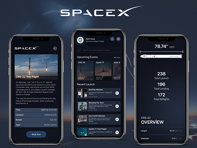 SPACEX UI CASE app case dark design graphic design mobil mobile product space ui ux