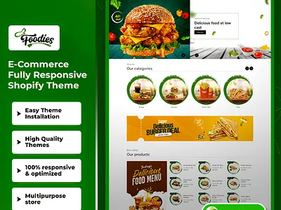 Foodiesfy - FastFood Responsive Shopify 2.0 Theme css3 design html5 responsive design shopify shopify theme web design
