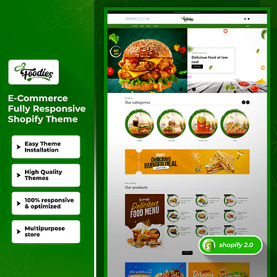 Foodiesfy - FastFood Responsive Shopify 2.0 Theme css3 design html5 responsive design shopify shopify theme web design