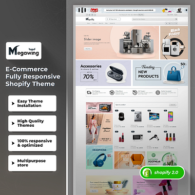 Megawing - Clean Multipurpose Shopify 2.0 Responsive Theme css3 design html5 responsive design shopify shopify theme web design