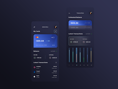 Wallet App n°5 balance brand branding credit card dashboard graphic design illustrator ai income expense mobile ios android app payment photoshop psd print designer smartphone app application source sans pro statistics graphic curves typo typography ui ux designer