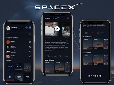 SPACEX UI CASE app dark graphic design mobil mobile space spacex ui ux
