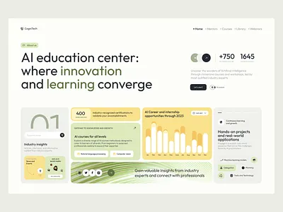 AI education center website ai app courses design education elearning figma landing ui ux web