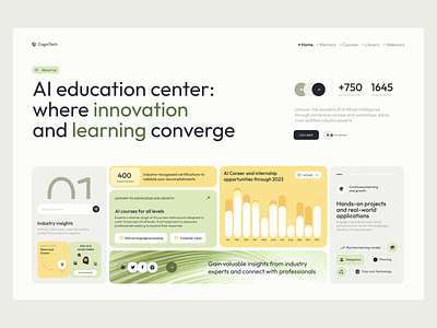 AI education center website ai app courses design education elearning figma landing ui ux web