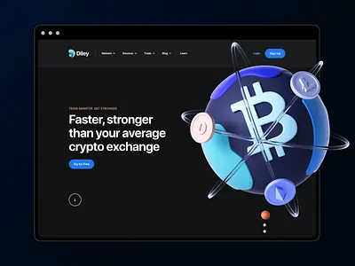 Cryptocurrency exchange trading bitcoin chart clean crypto cryptocurrency exchange trading dark mode illustration landing page logo trade ui design ui ux website