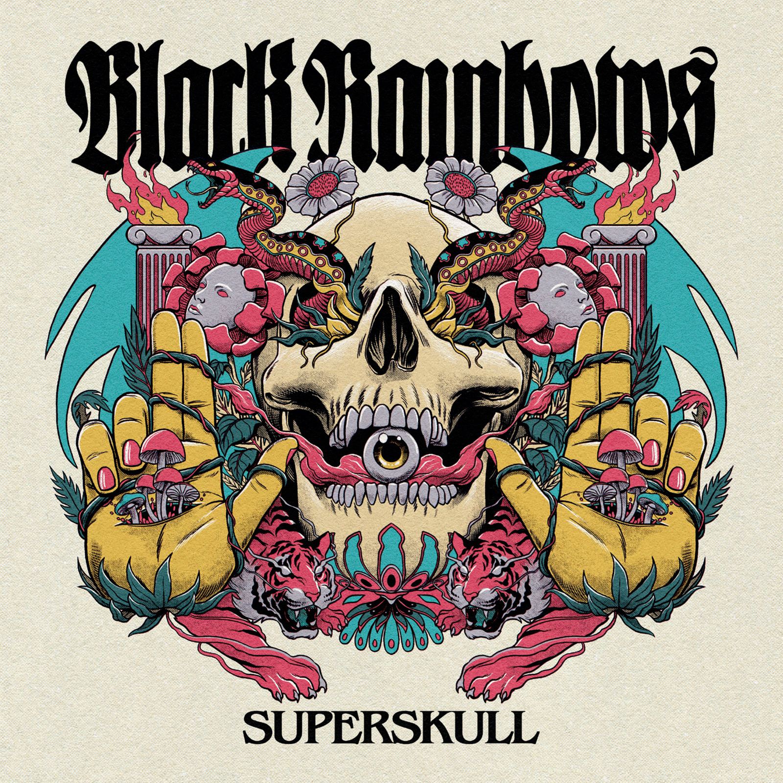 SUPERSKULL bat flower flowers garden hand music psychedelic rainbow rock rocknroll skull snake tiger