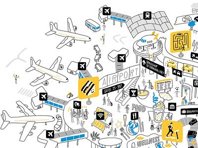 Airport airport antoine corbineau digital drawing editorial folioart illustration line map travel